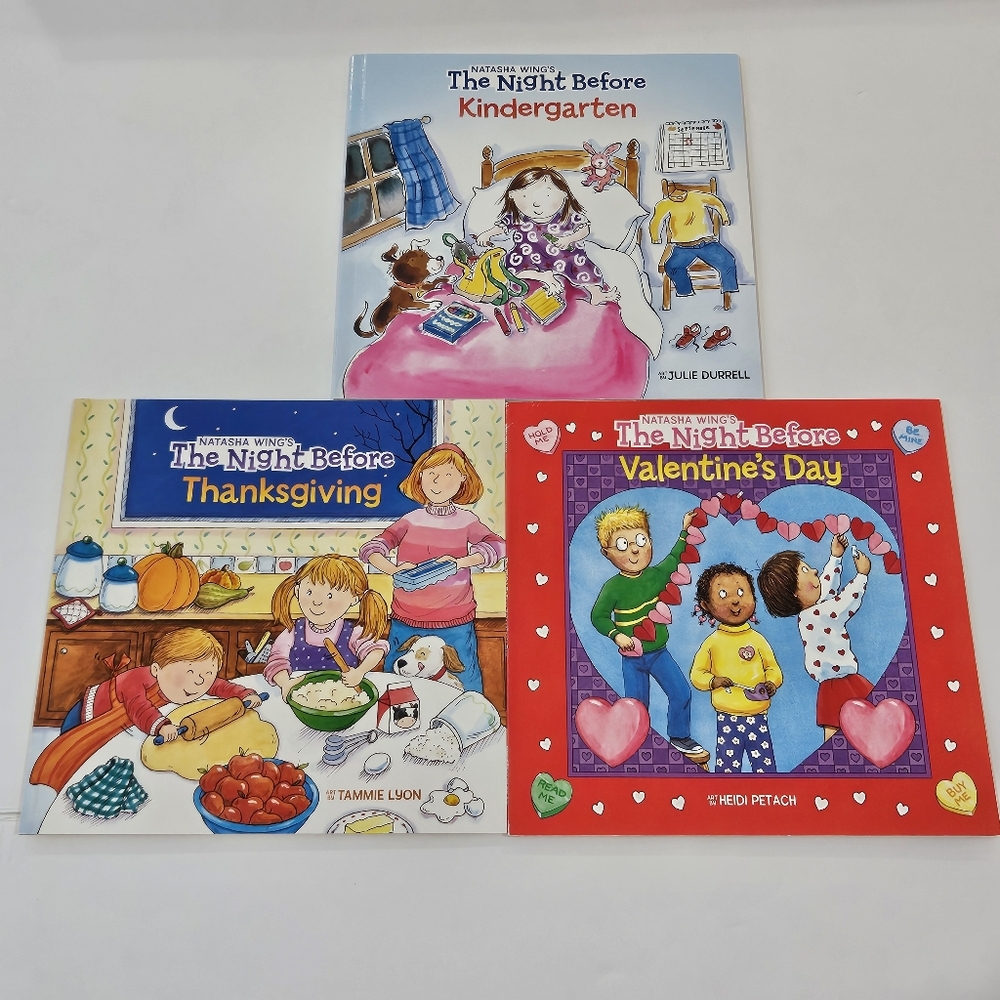 Night Before Valintine's, Thanksgiving, Kindergarten Book Bundle Good Condition